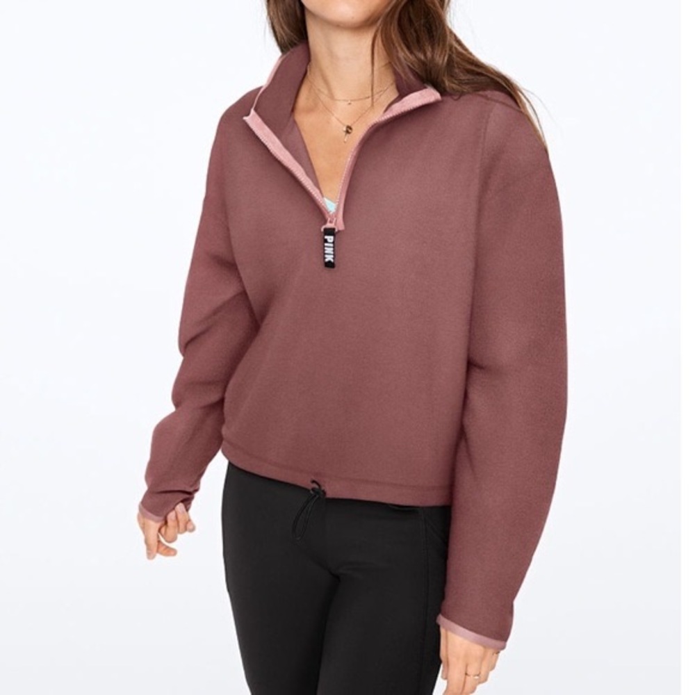 New PINK Victoria’s Secret mauve zip Fleece Top